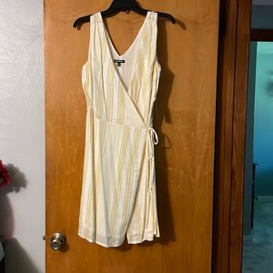 Yellow and white wrap dress